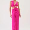 Women Suboo Engagement | Suboo Garnet Sleeveless Rouched Cross Over Midi Dress-Hyper Pink