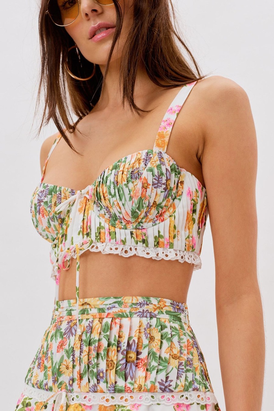 Women For Love & Lemons Sets | For Love & Lemons Rosalyn Crop Top-Marigold