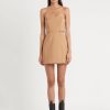 Women Dress Hire AU Wedding Guest | Sir The Label Andre Strapless Mini Dress-Camel