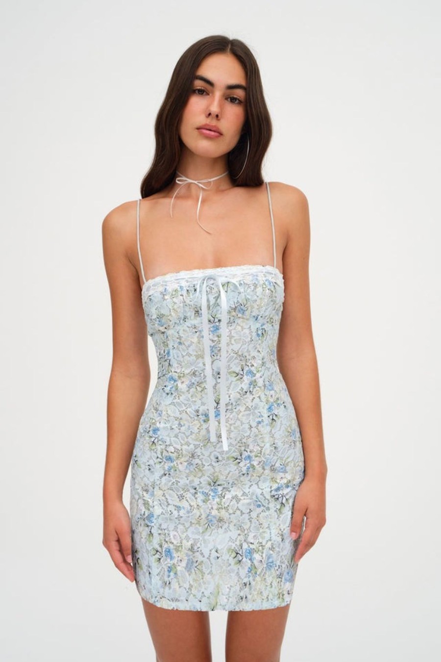 Women For Love & Lemons Wedding Guest | For Love & Lemons Claire Lace Mini Dress-Blue