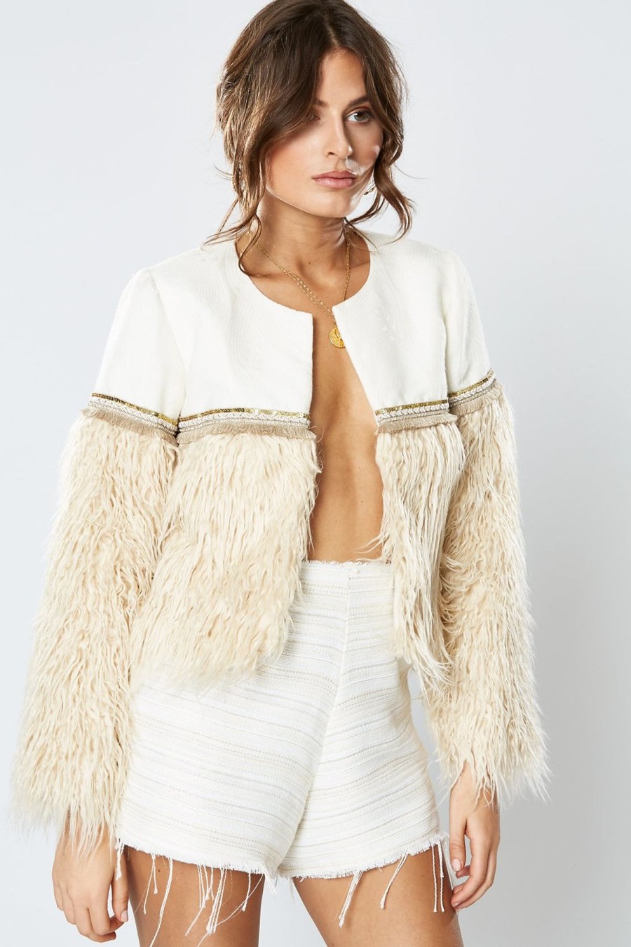 Women Winona Jackets & Coats | Winona Duchess Crop Jacket-Latte