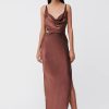 Women Suboo Wedding Guest | Suboo Tate Front Cowl Maxi Dress-Chocolate