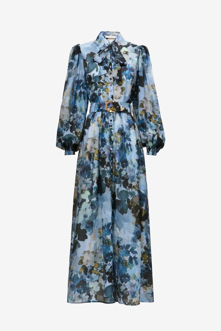 Women Sofia Irina Race Day | Sofia Irina Maxi Shirt Dress-Blue Floral Print