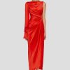 Women Leo Lin Wedding Guest | Leo & Lin Nina One Shoulder Draped Dress-Scarlet