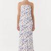 Women Third Form Wedding Guest | Third Form Blue Bias Strapless Dress-Floral