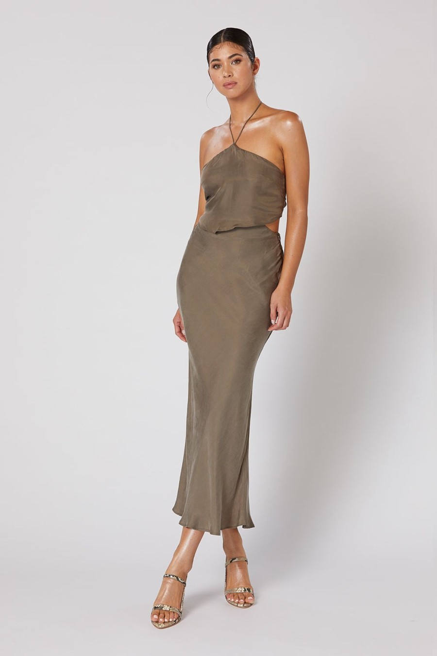 Women Winona Wedding Guest | Winona Valley Tie Back Dress-Olive