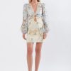 Women Sonya Wedding Guest | Sonya Cut Out Printed Lined Mini Dress-Botanica Print