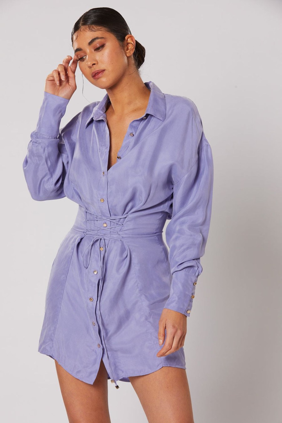 Women Winona Wedding Guest | Winona Tulsi Button Up Dress-Lavender