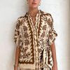 Women Alémais Tops | Alemais Tropic Shirt-Choc/Cream