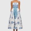 Women Leo Lin Wedding Guest | Leo & Lin Lynn Bustier Midi Dress-Orient Print In Mist