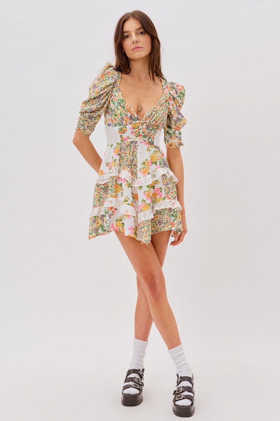 Women For Love & Lemons Party | For Love & Lemons Rosalyn Mini Dress-Marigold