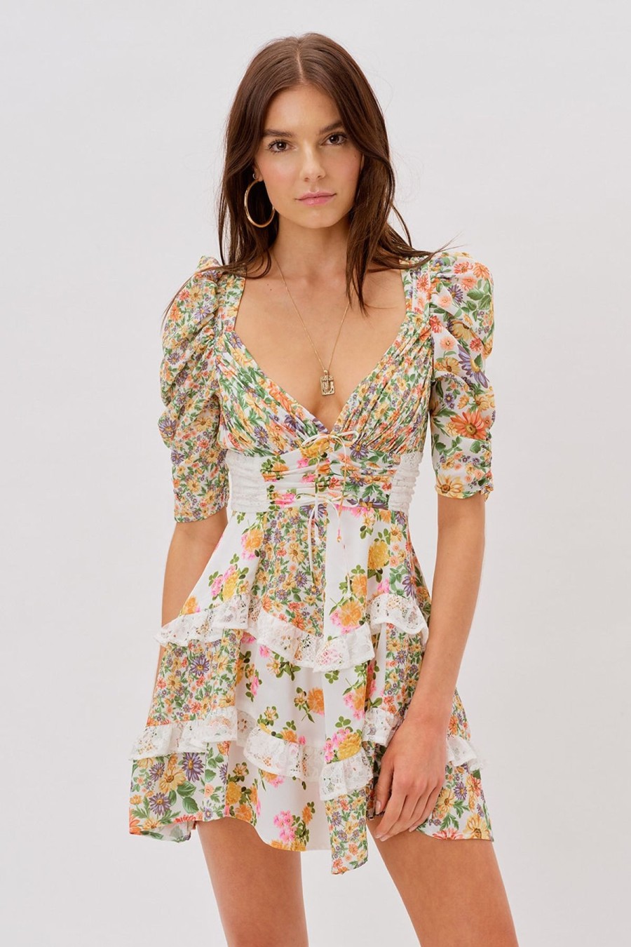 Women For Love & Lemons Party | For Love & Lemons Rosalyn Mini Dress-Marigold