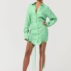 Women Suboo Wedding Guest | Suboo Halley Rushed Mini Shirt Dress-Apple Green