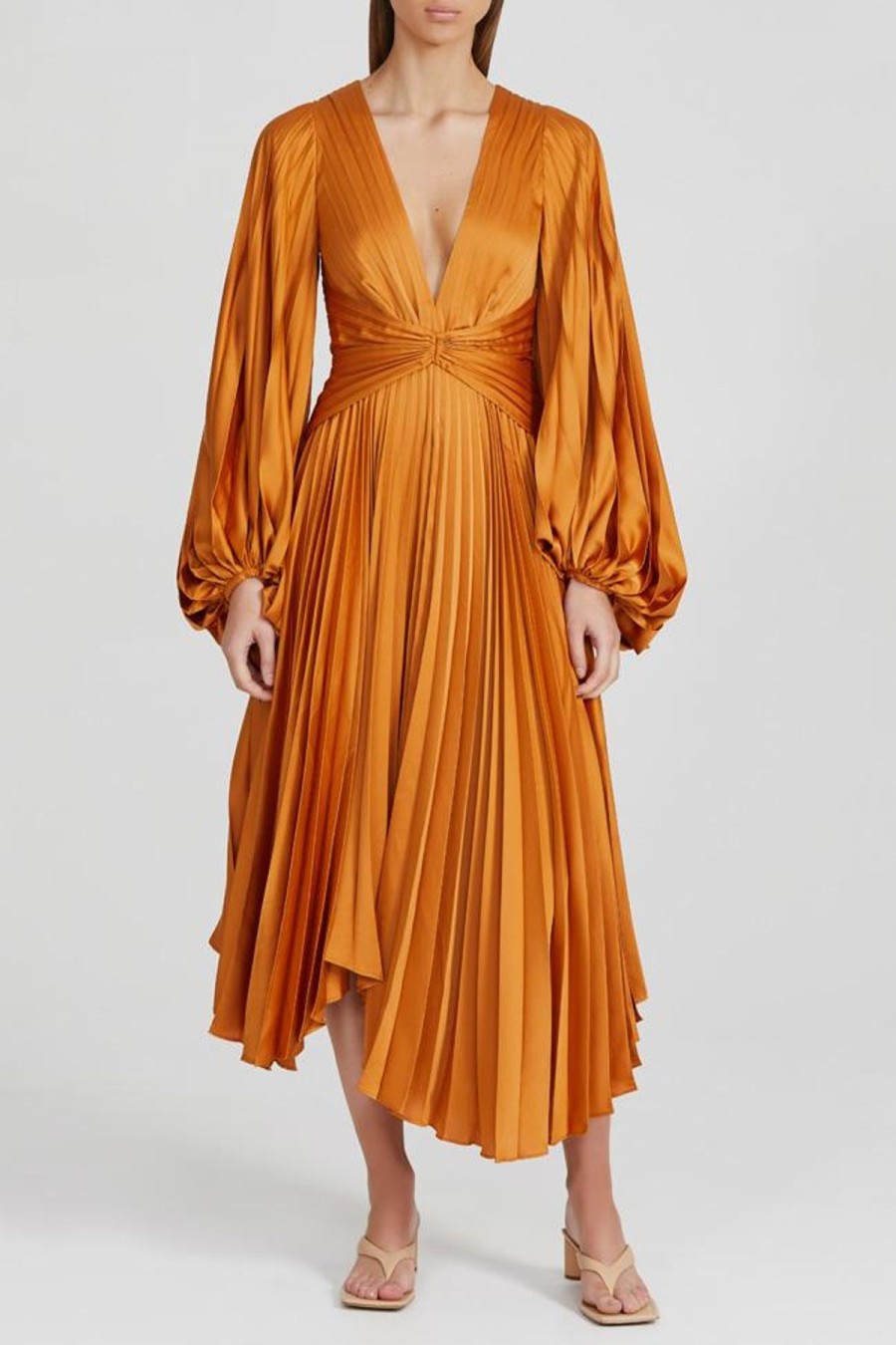 Women Acler Wedding Guest | Acler Palms Pleat Dress-Turmeric