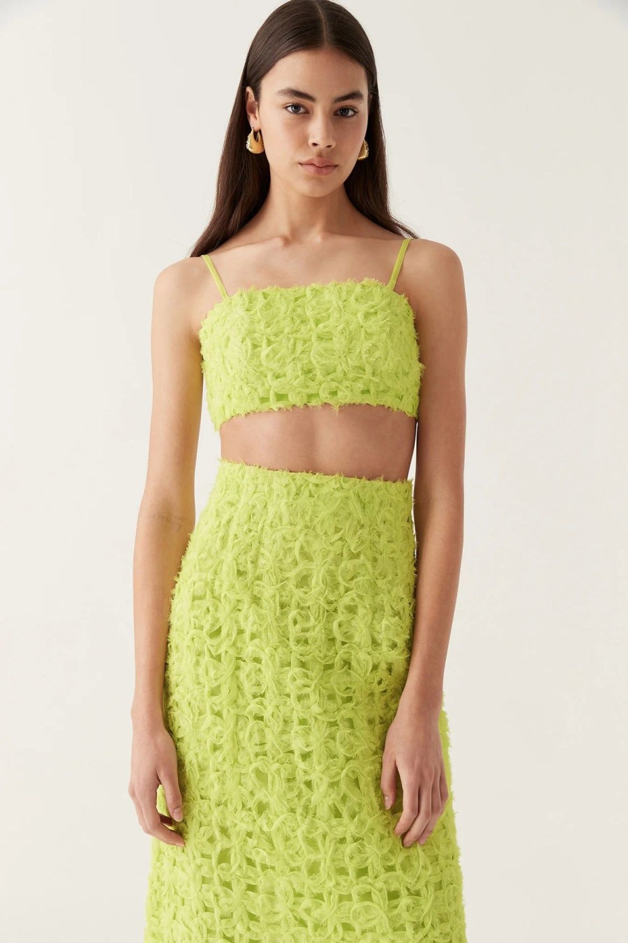 Women Aje Sets | Aje Quintette Textured Bralette-Light Lime