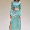 Women Suboo Sets | Suboo Aylish Fit & Flare Skirt-Green Metallic