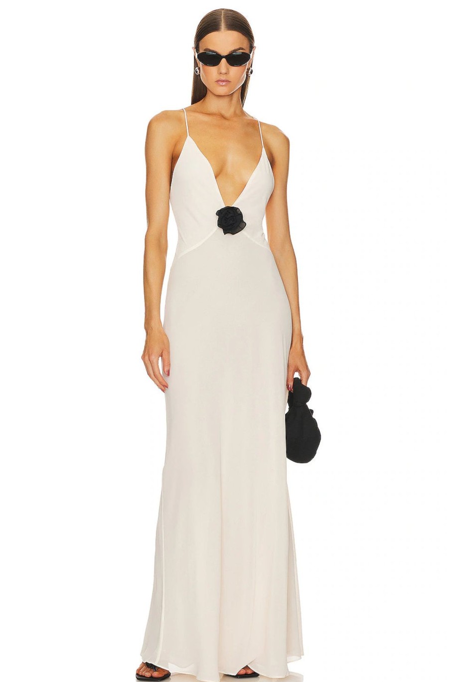 Women Helsa Studio Wedding Guest | Helsa Studio Sheer Deep V Long Slip Dress-Cream