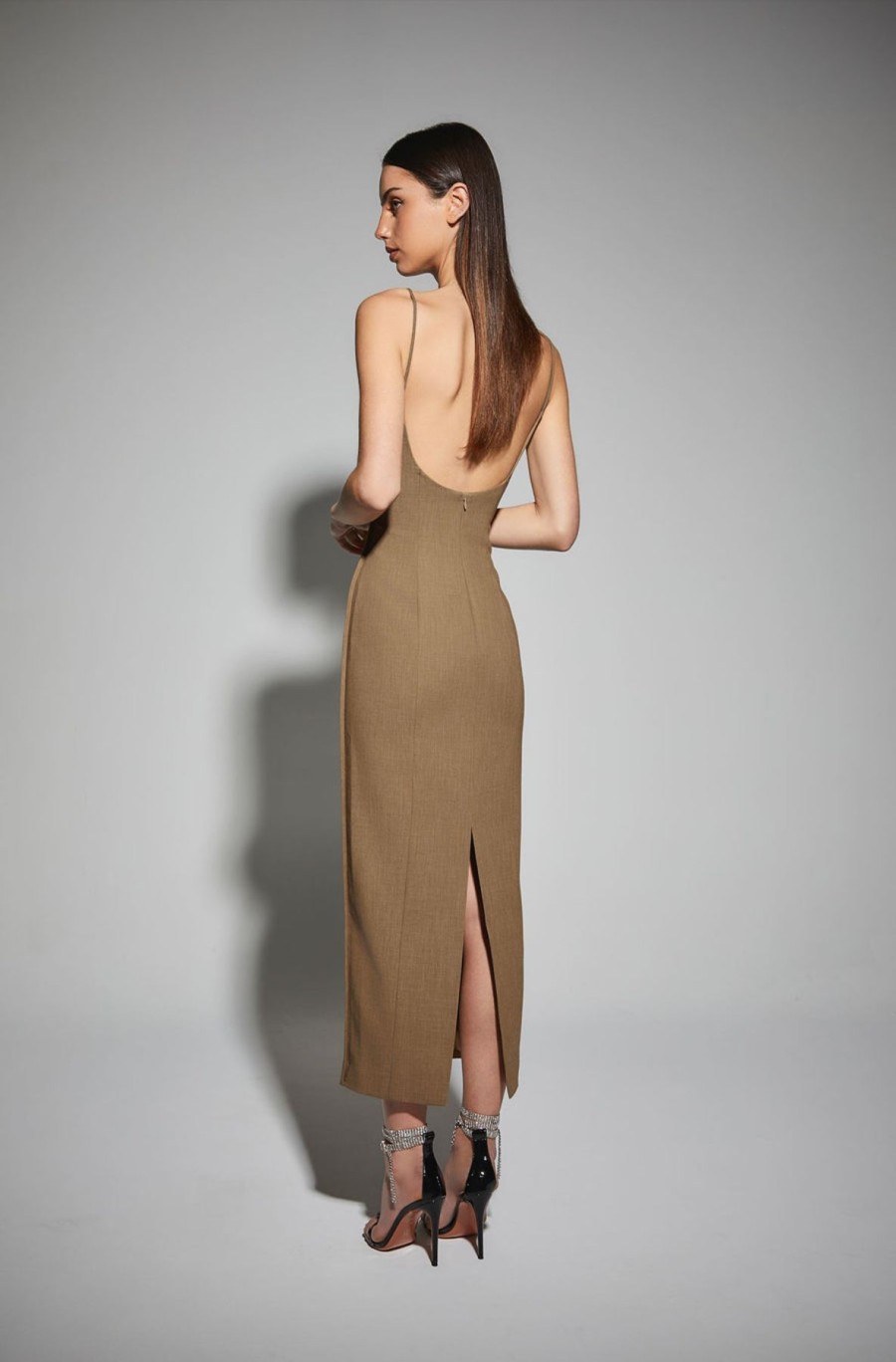 Women Dress Hire AU Wedding Guest | Kianna Chantelle Dress-Brown