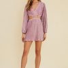 Women Suboo Wedding Guest | Suboo Mars Long Sleeve Cutout Mini Dress-Pink