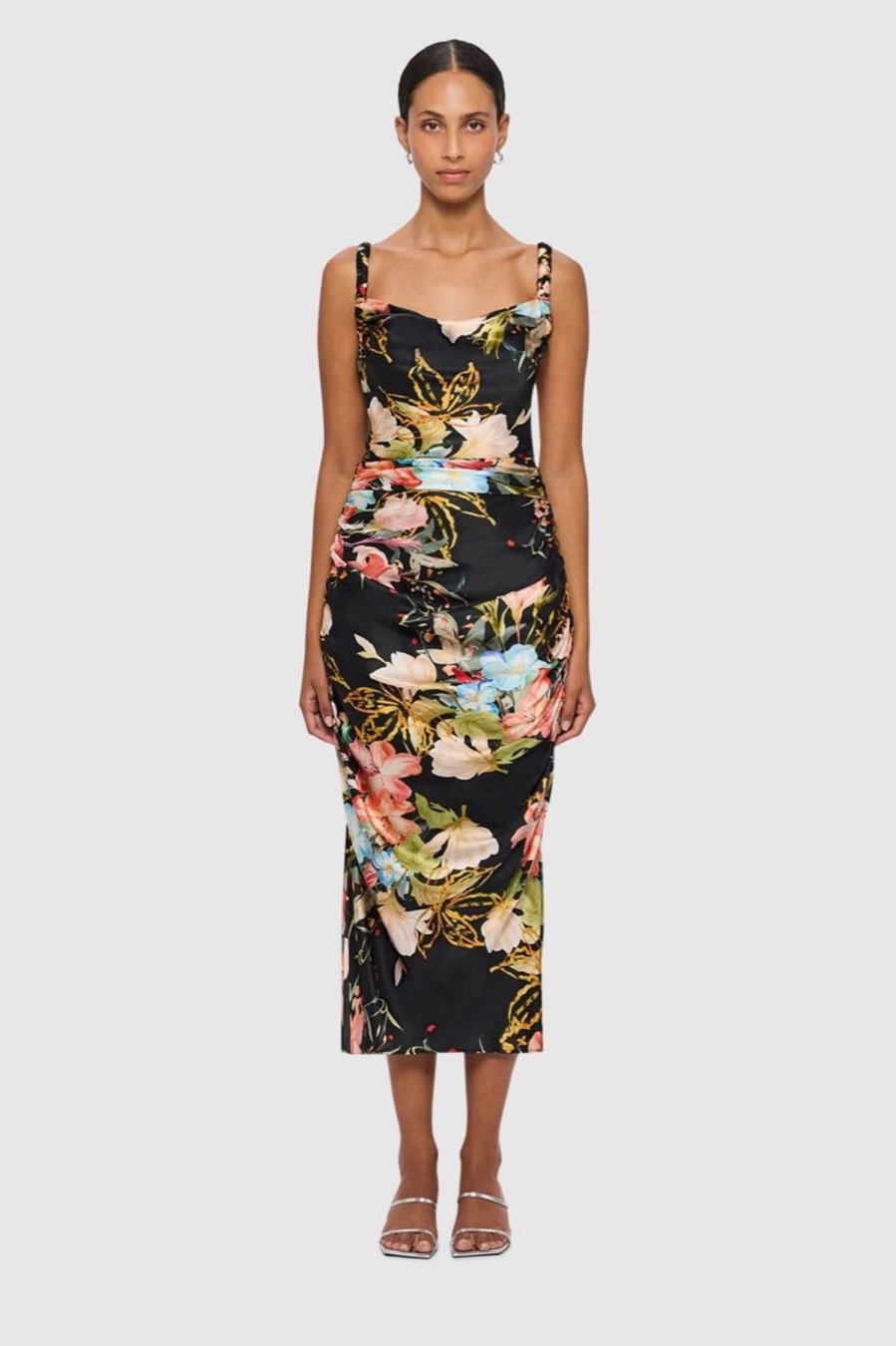 Women Leo Lin Wedding Guest | Leo & Lin Rachel Cowl Neck Slip Dress-Opulent Print In Mystic