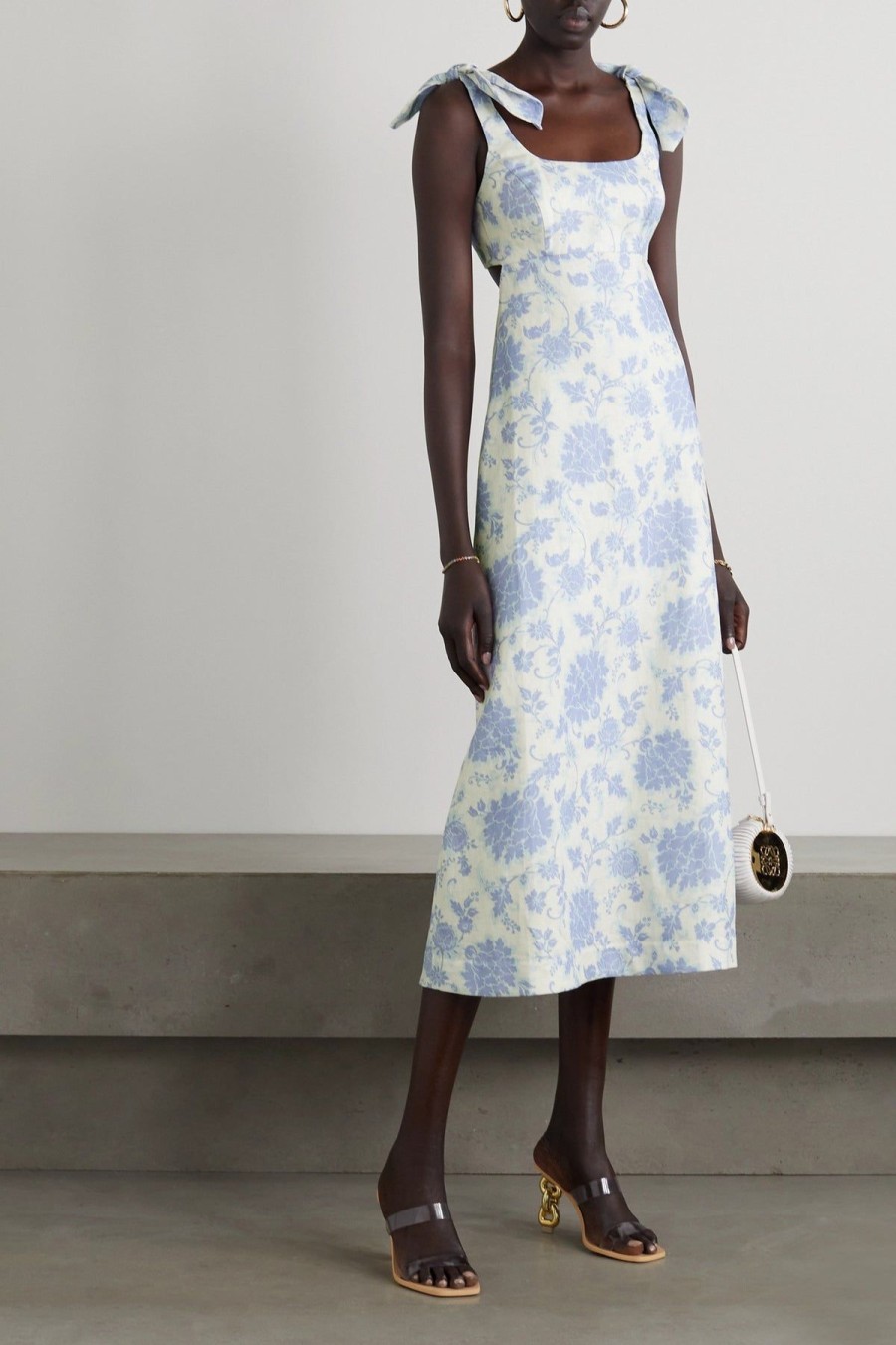 Women Zimmermann Wedding Guest | Zimmermann Postcard Tie Shoulder Midi Dress-Blue Tonal Floral