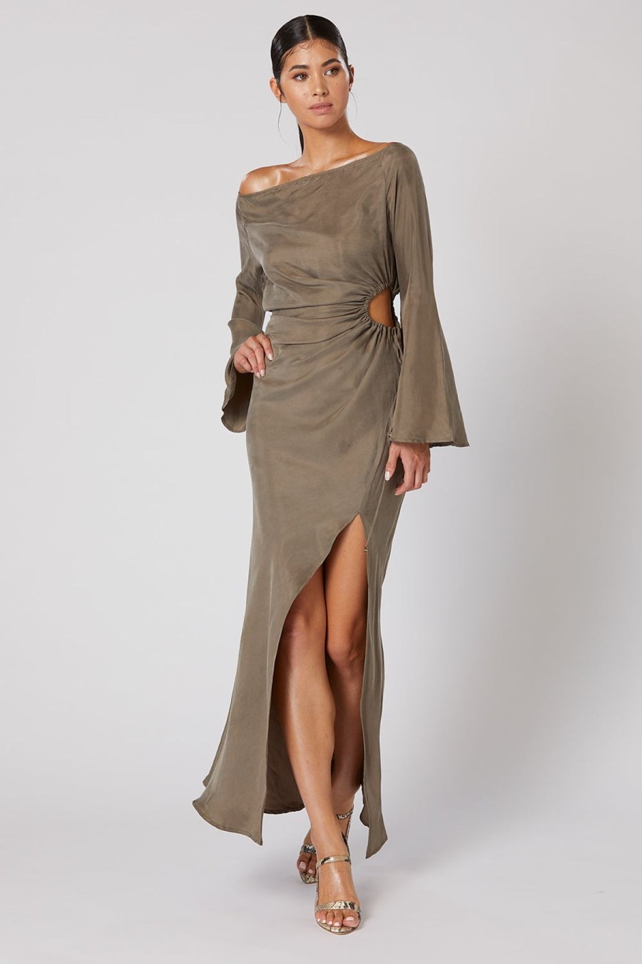 Women Winona Wedding Guest | Winona Valley Eyehole Dress-Olive