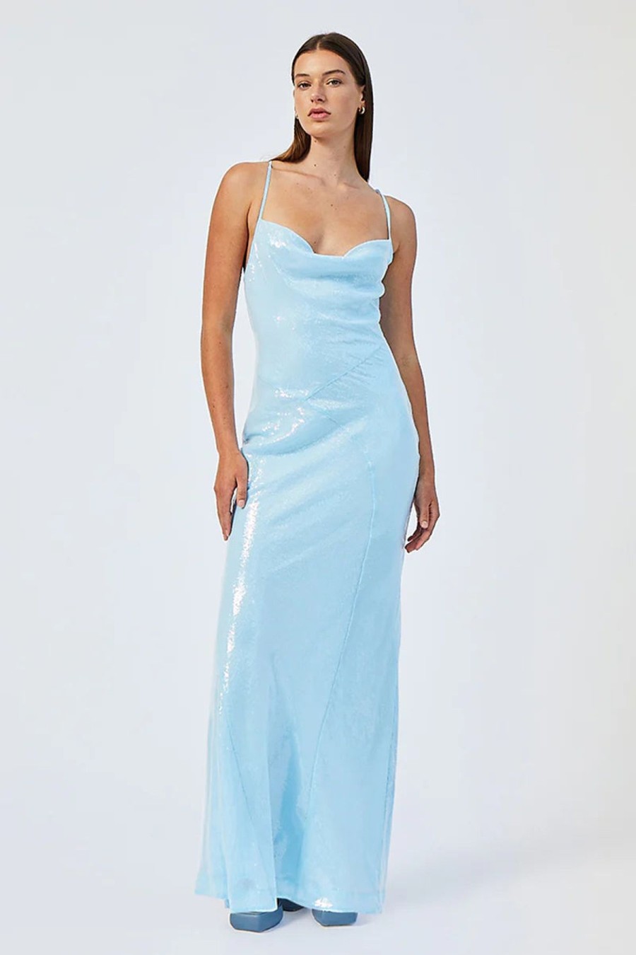 Women Suboo Wedding Guest | Suboo Luca Cowl Neck Maxi Dress-Light Blue