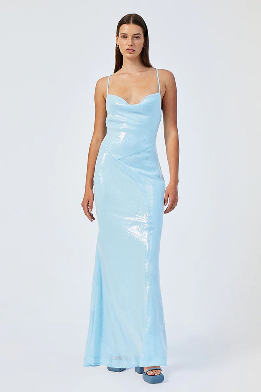 Women Suboo Wedding Guest | Suboo Luca Cowl Neck Maxi Dress-Light Blue