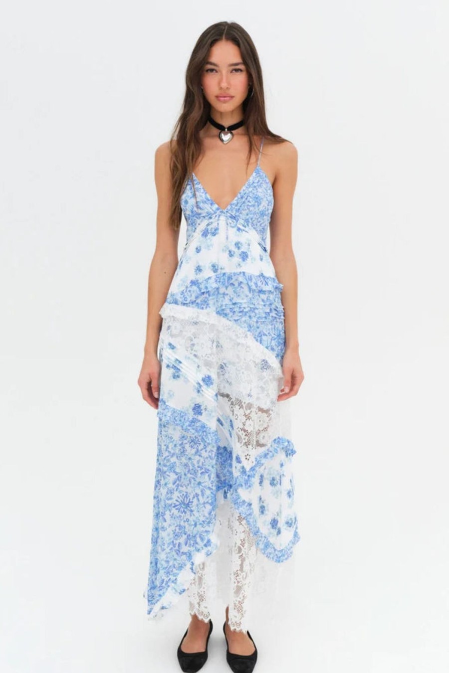 Women For Love & Lemons Party | For Love & Lemons Rosalyn Maxi Dress-Blue