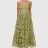 Women Leo Lin Wedding Guest | Leo Lin Emilia Lace Bustier Midi Dress-Olive