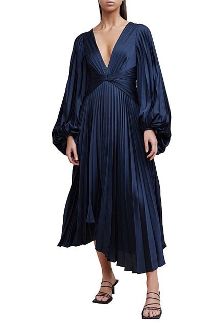 Women Acler Wedding Guest | Acler Palms Pleat Dress-Navy