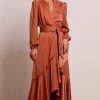 Women Pasduchas Wedding Guest | Pasduchas Pinnacle Sleeve Midi Dress-Cinnamon