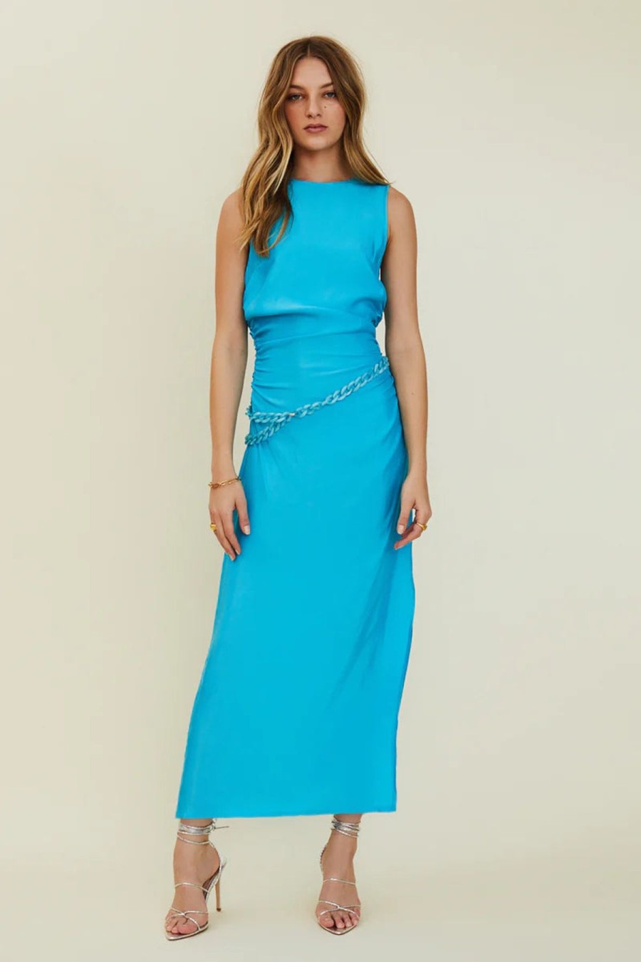 Women Suboo Wedding Guest | Suboo Halley Sleeveless Maxi With Detach Chain Dress-Turquoise