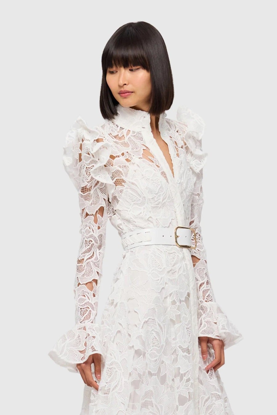 Women Leo Lin Race Day | Leo & Lin Aliyah Lace Butterfly Sleeve Midi Dress-Snow