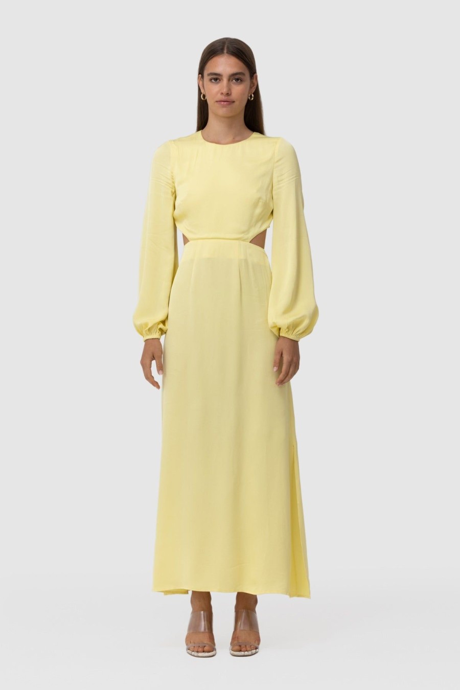 Women Dress Hire AU Wedding Guest | The Wolf Gang Marrakesh Cut Out Maxi Dress-Lemon