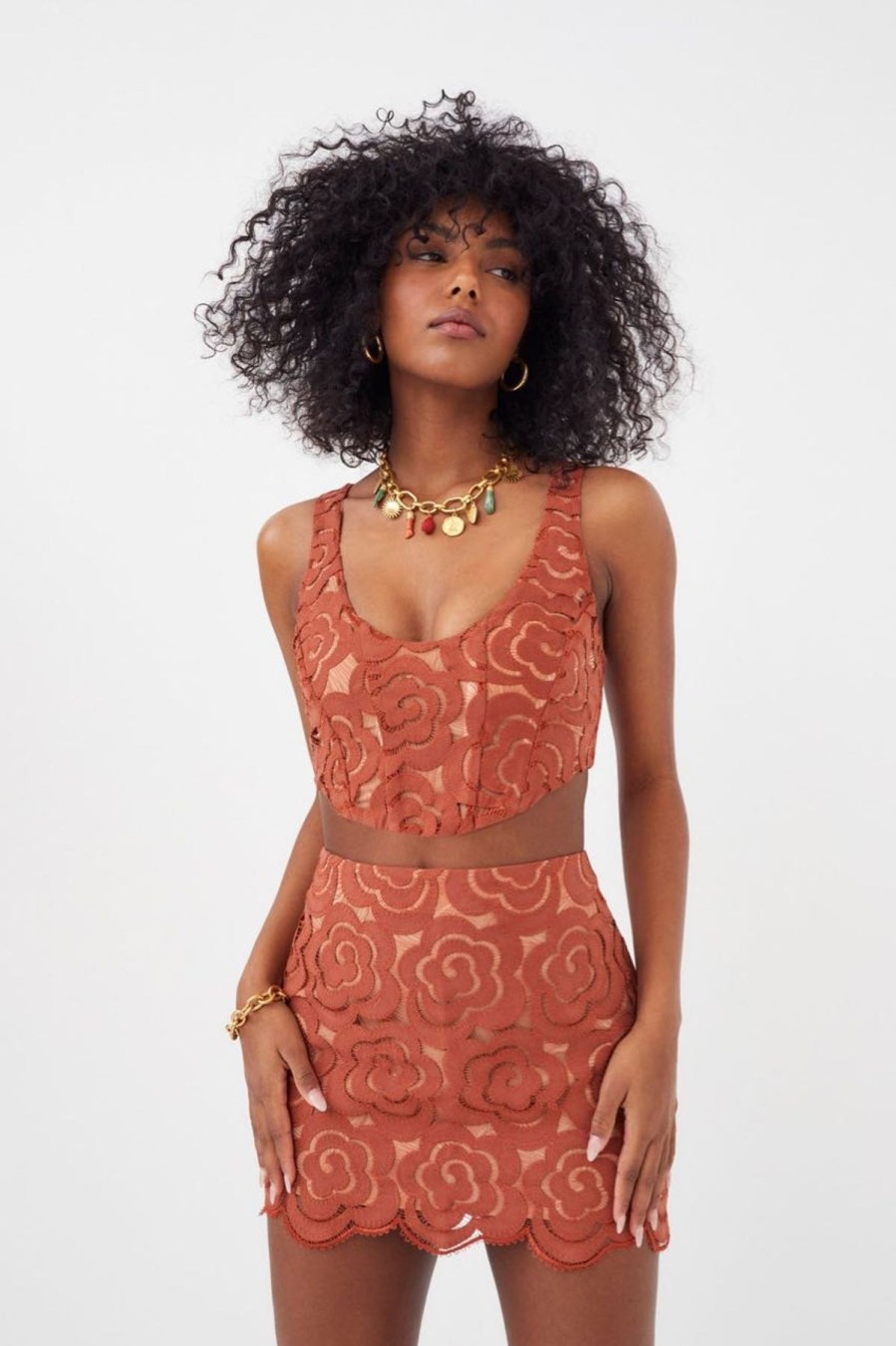 Women For Love & Lemons Sets | For Love & Lemons Aiko Mini Skirt-Red