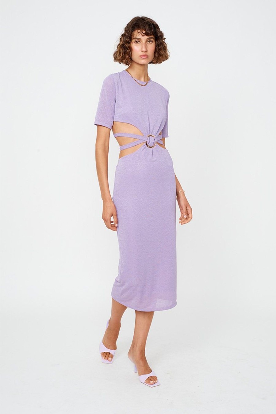 Women Suboo Wedding Guest | Suboo Asha Lurex Cut Out Midi Dress-Lilac