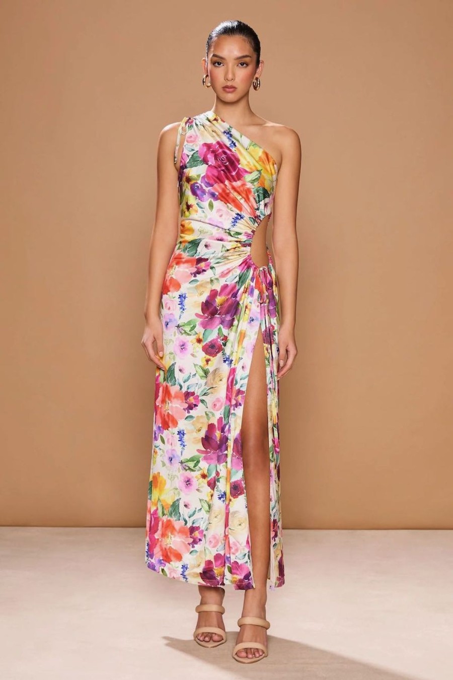 Women Sonya Wedding Guest | Sonya Nour Midi Dress-Floral Watercolour Print