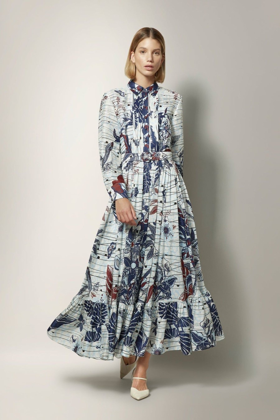 Women Leo Lin Wedding Guest | Leo & Lin La Casa Silk Linen Dress-Print