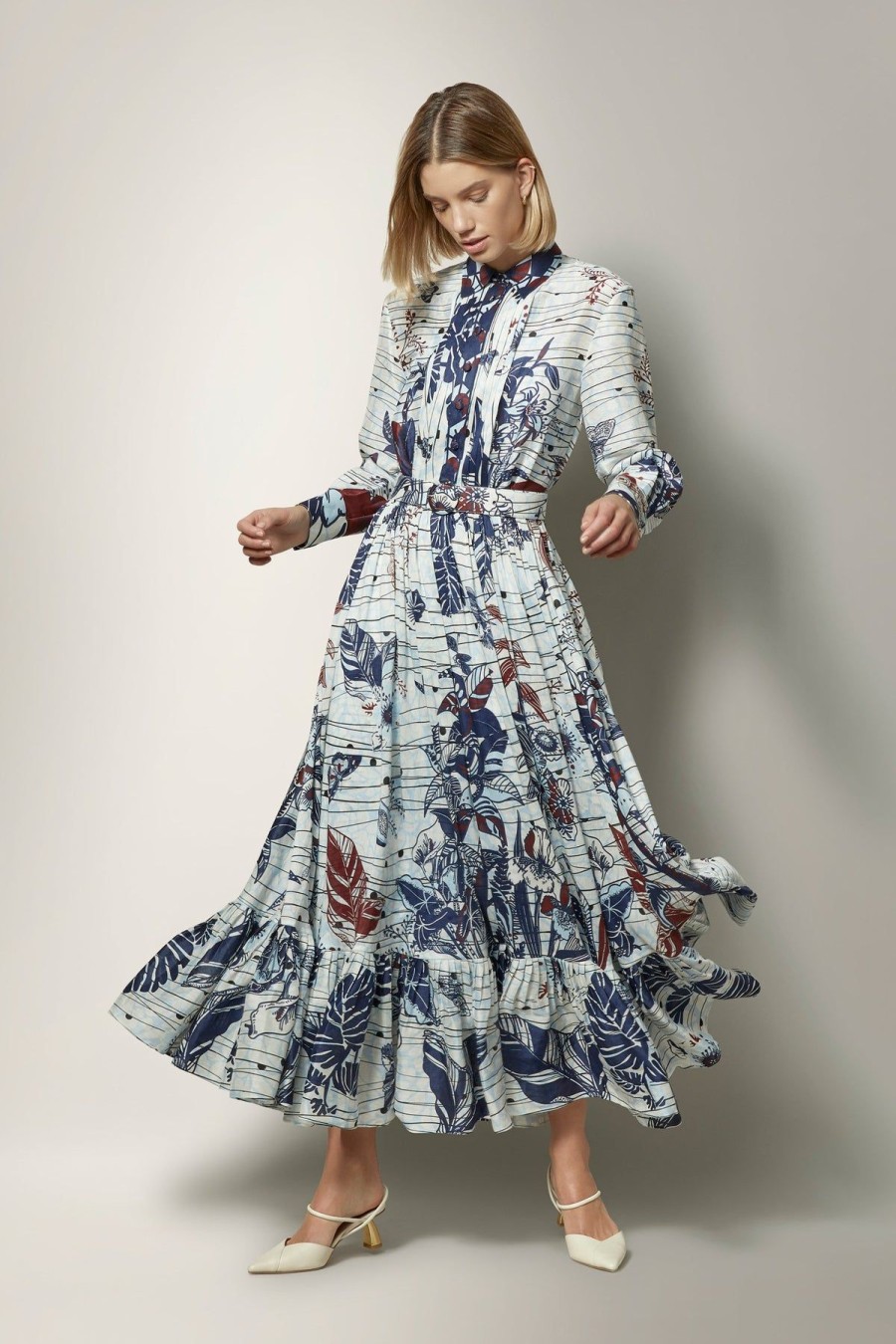 Women Leo Lin Wedding Guest | Leo & Lin La Casa Silk Linen Dress-Print