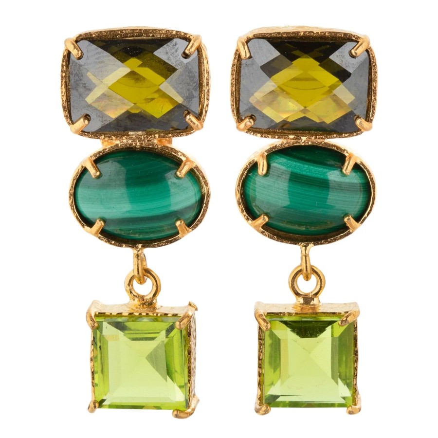 Women Dress Hire AU Earrings | Christie Nicolaides Giovanna Earrings-Green