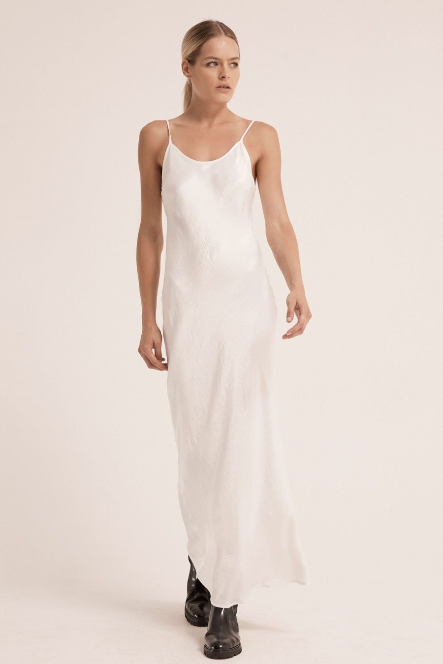 Women Third Form Party | Third Form Running Water Bias Maxi Slip Dress-White