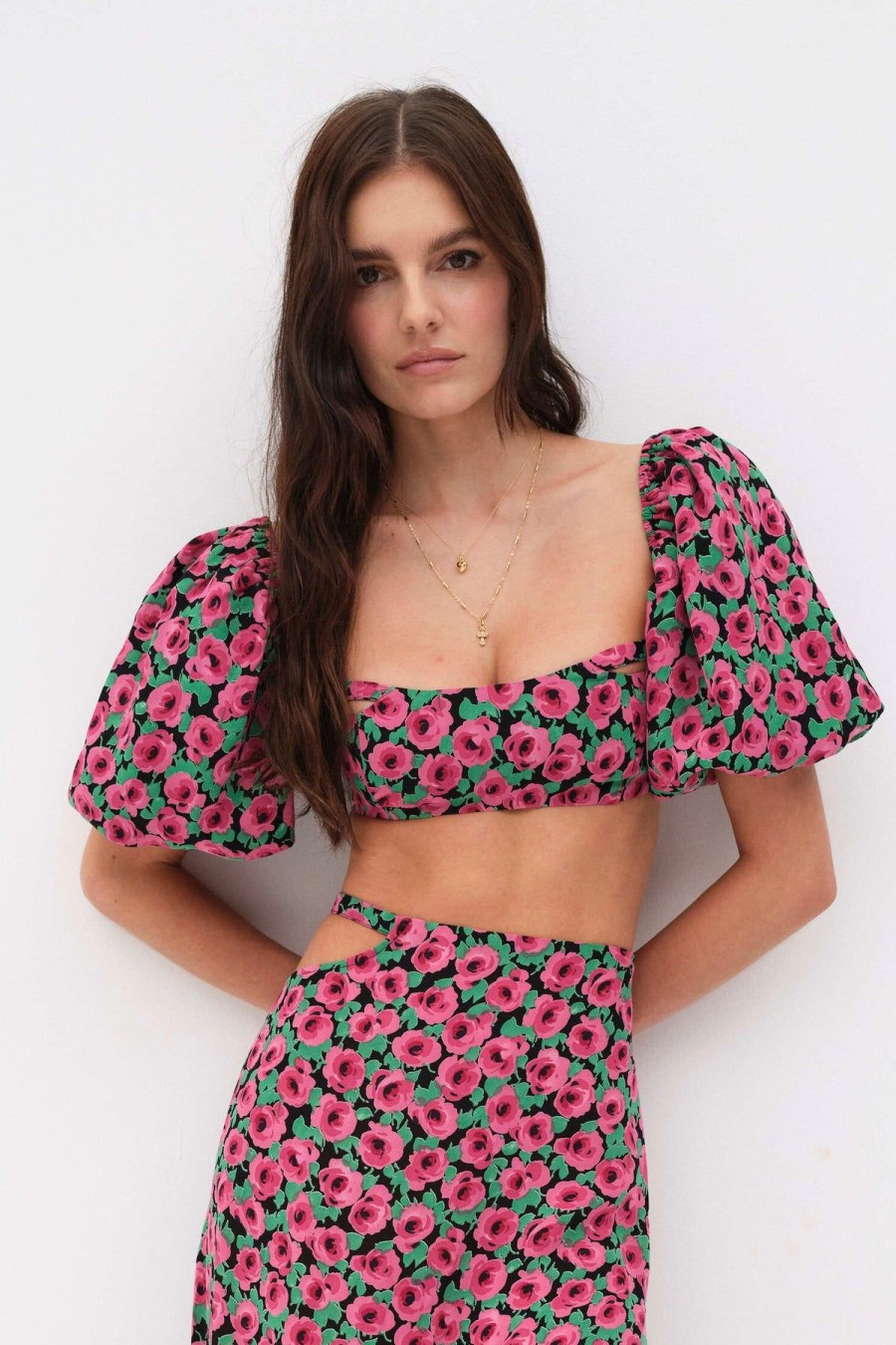 Women For Love & Lemons Sets | For Love & Lemons Dolcetto Crop Top-Red