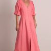 Women Pasduchas Wedding Guest | Pasduchas Meadows Button Midi Dress-Punch Pink