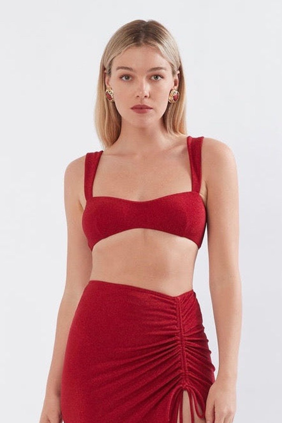 Women Sonya Sets | Sonya Retro Top-Red Shimmer