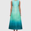 Women Leo Lin Wedding Guest | Leo Lin Cleo Sleeveless Midi Dress-Ombre Aqua