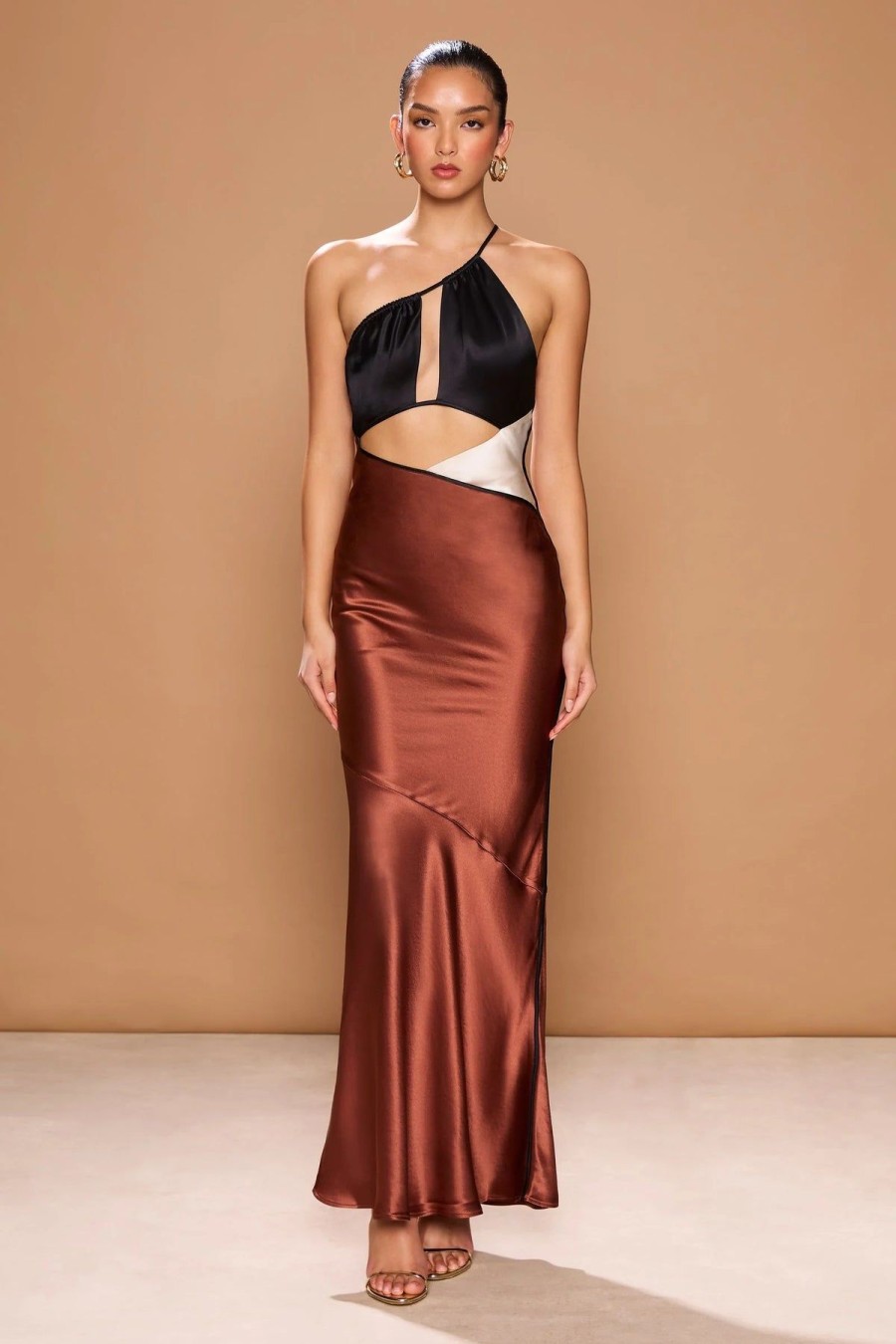 Women Sonya Wedding Guest | Sonya Auora Spliced Dress-Spliced Bronze