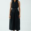 Women Third Form Wedding Guest | Third Form Tight Lipped Midi Shirt Dress-Black