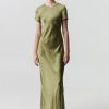 Women Third Form Wedding Guest | Third Form Satin Bias Maxi Tee Dress-Olive