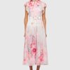 Women Leo Lin Wedding Guest | Leo Lin Grace Flutter Sleeve Midi Dress-Bouquet Print